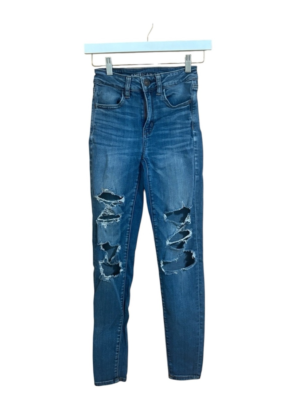 American Eagle Next Level Stretch High-Rise Distressed Jeggings Size 2